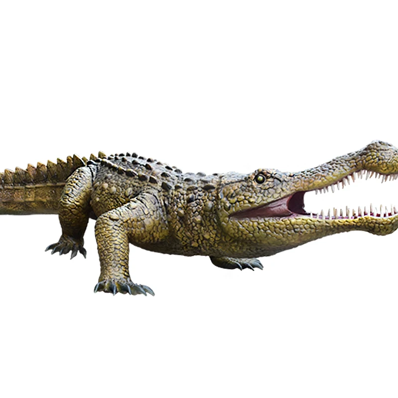 Приключенческий парк зоопарк пользовательский аниматронный Sarcosuchus модель ходячих животных статуя крокодила искусственных в натуральную величину