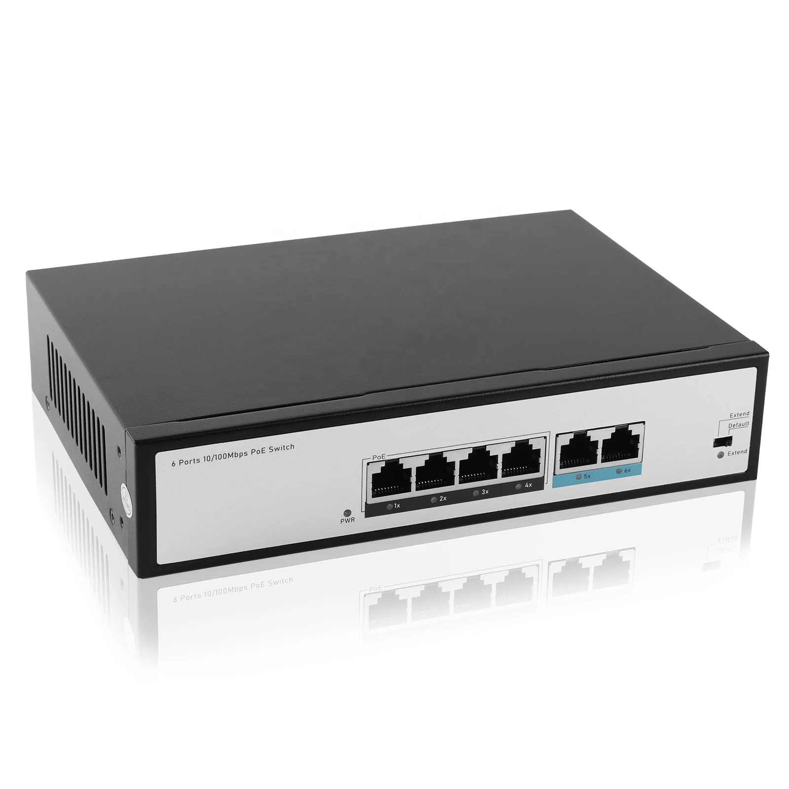4 100Mbps +2  250m Distance Desktop Ethernet Switch AI Port Restart 75W Power Supply Adapter Max 30W Output PoE Switch