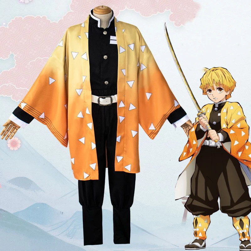 
Anime Demon Slayer Cosplay Costume Agatsuma Zenitsu kimetsu no yiiba Kimono cosplay 