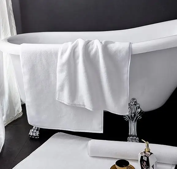 Ready to ship Hotel 100% Cotton 32S/2 White Plain Bath Mat floor mat foot towel