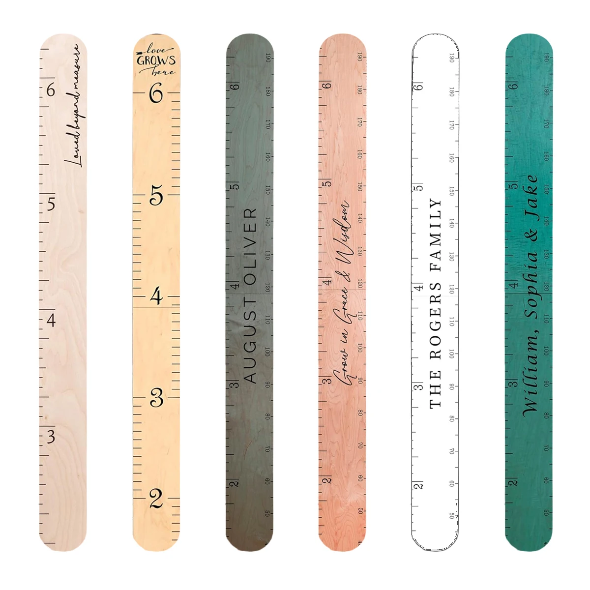 Personalized wooden growth Height chart ruler Custom name measurement with numbers engraved lines