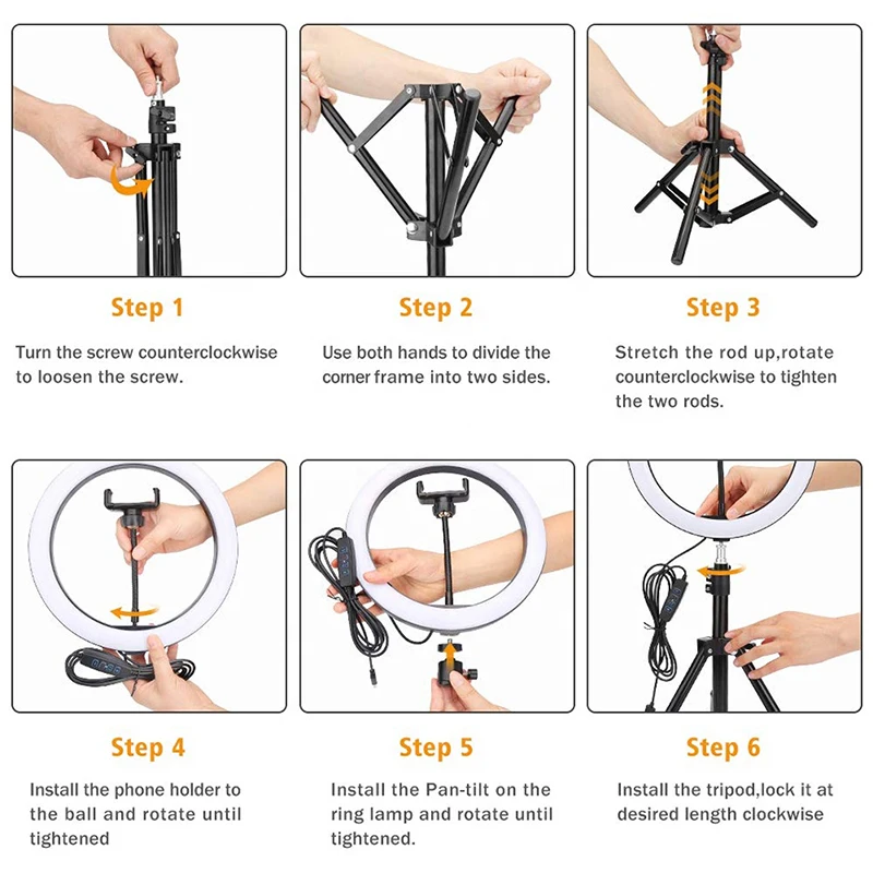 2.1m Tripod Aro De Luz Dimmable 10 Inch Led Selfie Ring Light,Usb Photography Lamp Ringlight For Tiktok Youtube Make Up