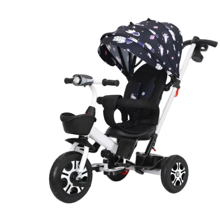 Hot Sale Children Tricycle Kid Tricycle Stroller With Canopy Push Bar And Rear Basket for Storage With Fast Delivery