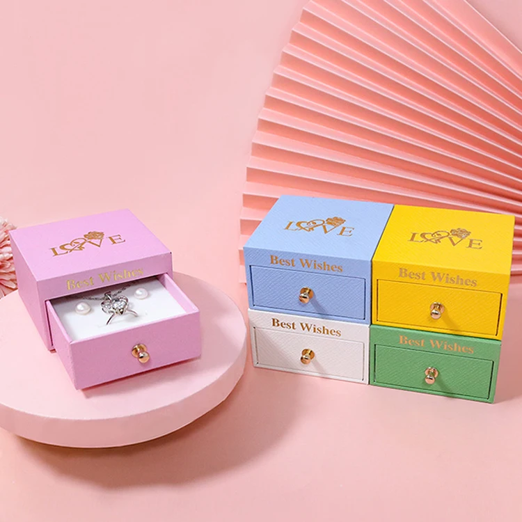 Customised dubai jewellery jewelry brand custom color slide drawer packaging luxury fancy macaron gift earrings ring pendant box