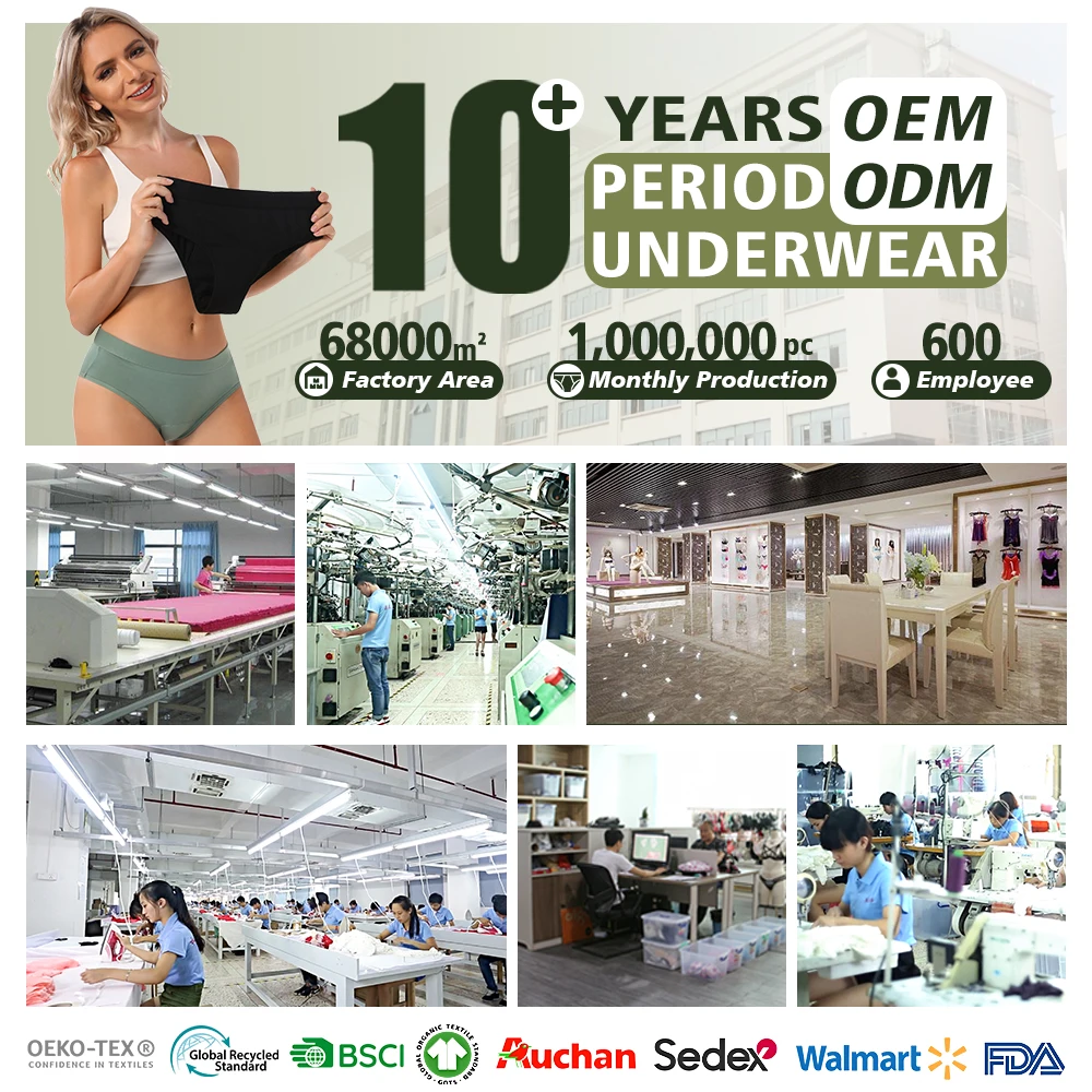 Seamless Period Panties 4 Layer Leakproof Black Menstrual Organic Cotton Period Underwear For Women