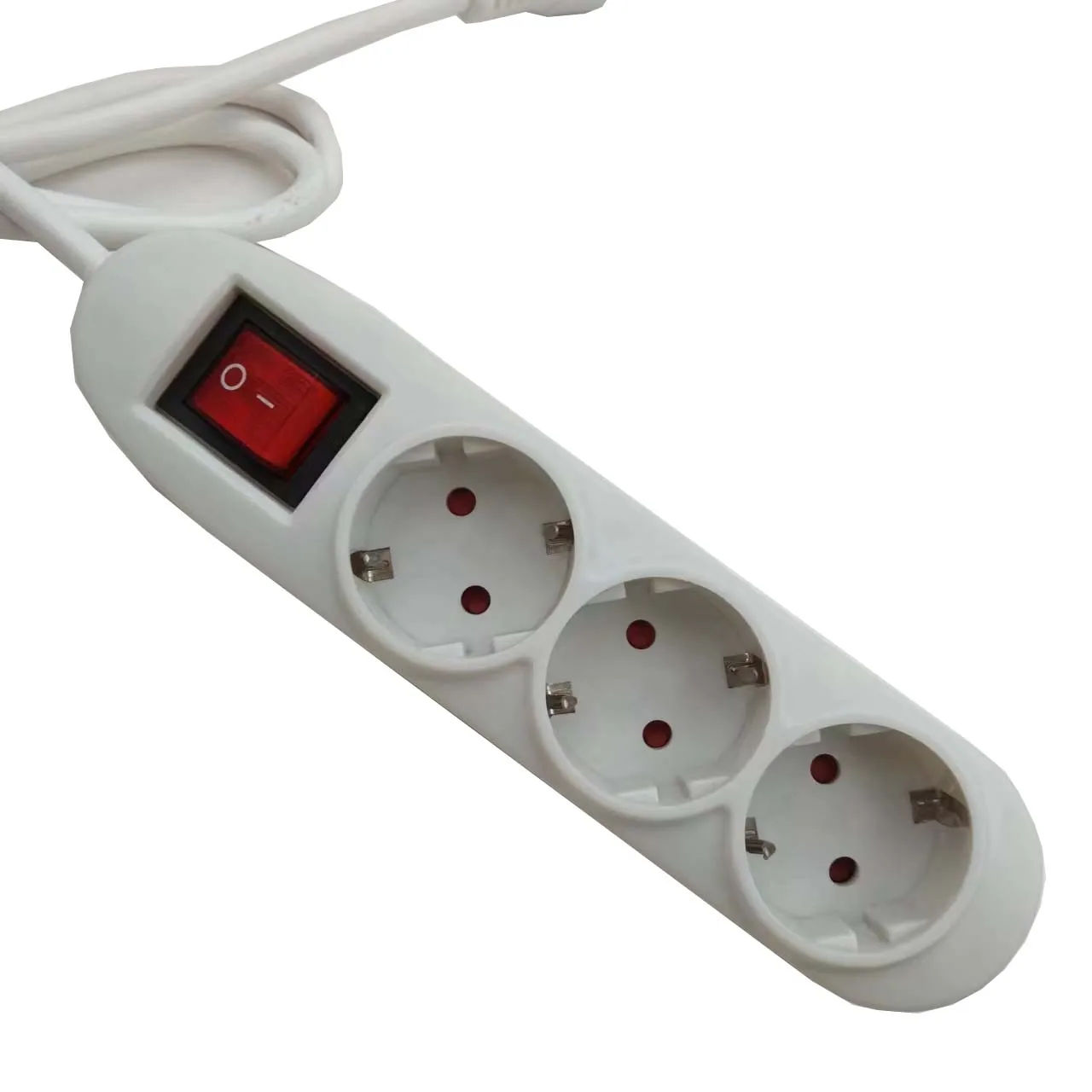EU Power Strip 3 ways  Extension socket and EU plug with fused switch
