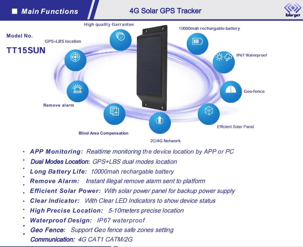Asia Europe Africa Australia Countries 2G 3G 4G Solar Panel Power GPS Tracker Tracking Device for Ship Boat Container