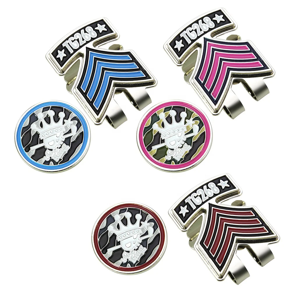Custom cheap ball marker metal magnetic hat clips/ golf hat clips, golf gift set