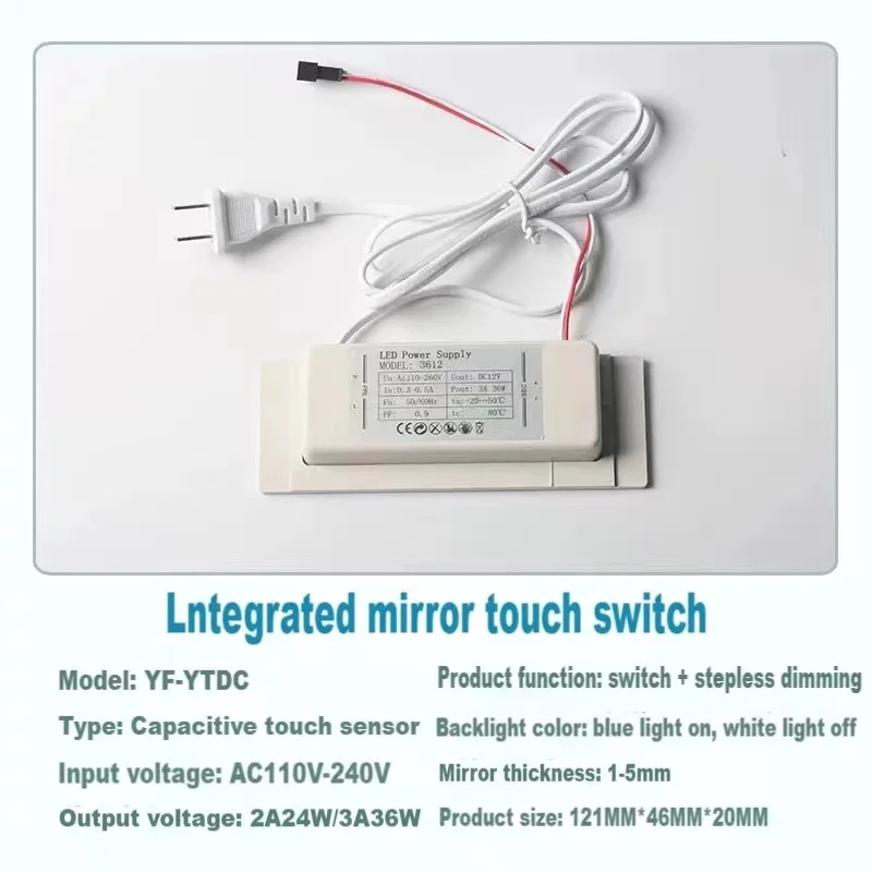 AC 110V-220V Mirror Touch Sensing Dimming Switch Bathroom Hotel Salon Smart Mirror Touch Sensing Dimming Controller