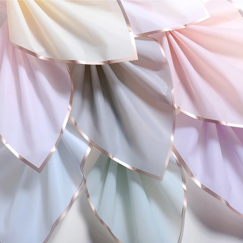 
New design Golden edge Flower wrapping paper waterproof florist plastic wrapping paper for flower 