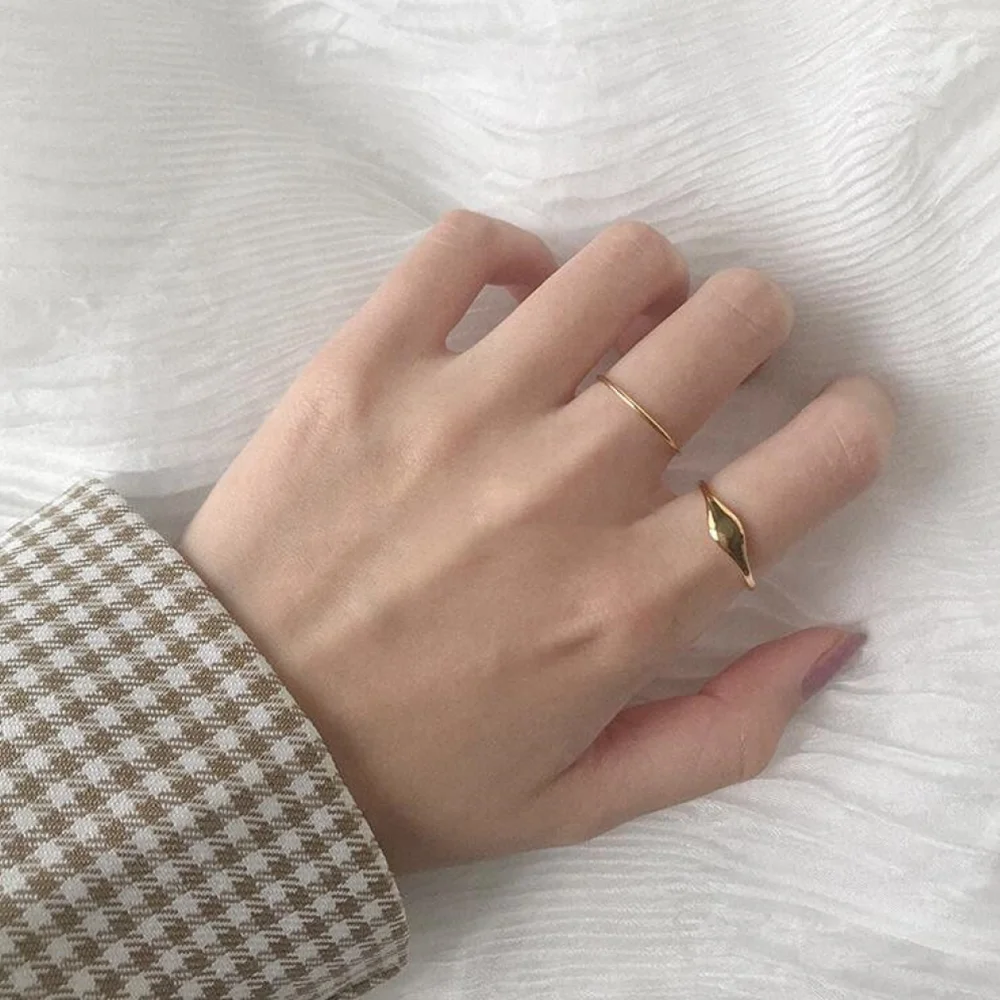 Simple Wholesale Custom Fashion Stainless Steel Women Jewelry 18K Gold Plated Laser Engraved Blank Signet Rings