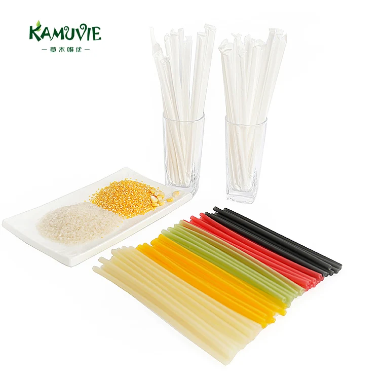Kamuvie Grade A 6mm*200mm Customized product biodegradable disposable Eco-Friendly drinking edible grain rice straws