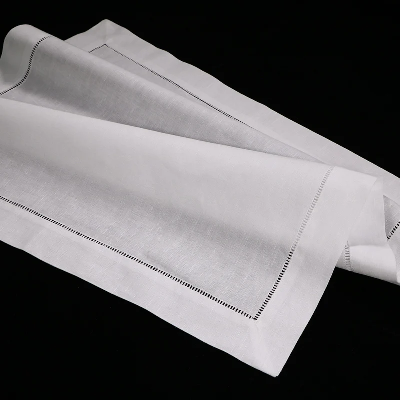 N002-20   White  55% Linen 45% Cotton Ladder Hemstitch Table Napkins  Hem Stitch  Cloth Linen Napkins