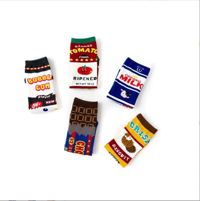 Interesting  milk tomatoes chocolate socks quarter crew girl unisex happy socks