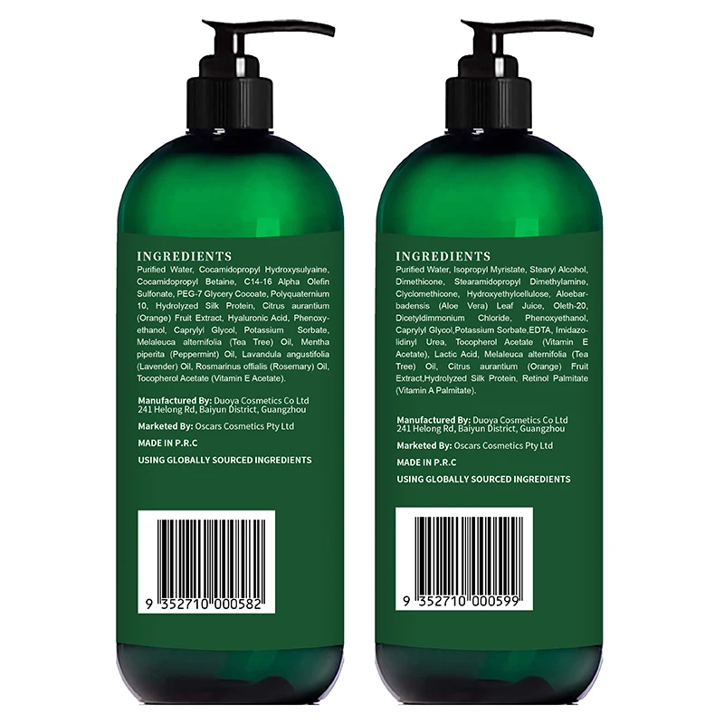 RAW EARTH Tea Tree Shampoo and Conditioners Kit - Contains pure tea tree oil for itchy and dry scalps