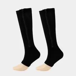 Zipper Nylon Open-toe Tube Men Compression Unisex Lattice College Wind Varicose Veins Women Girl Custom Print Socks Soccer Socks