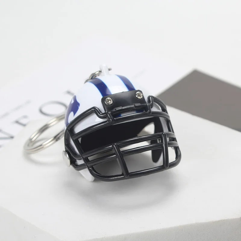 American football mini helmet keychain small rugby ball hat keyring logo printed
