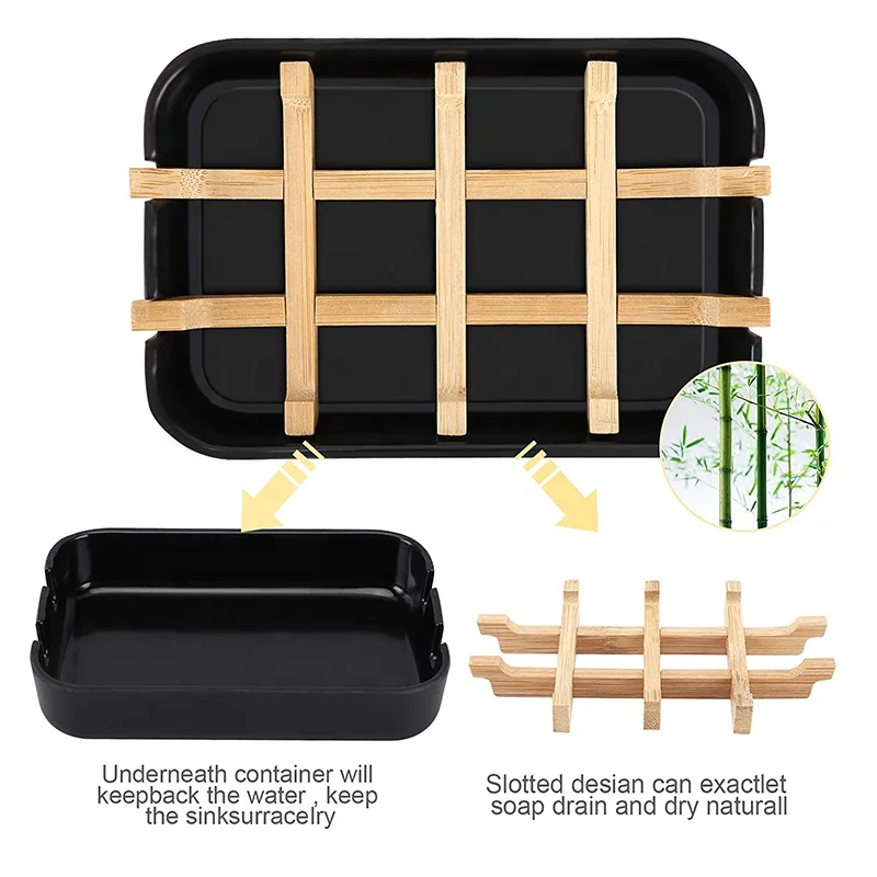 Chinese Factory Hot Sale Recycled Natural Bamboo Fiber Soap Dish Wood bar Cleansing Holder Drain Tray for Bathroom