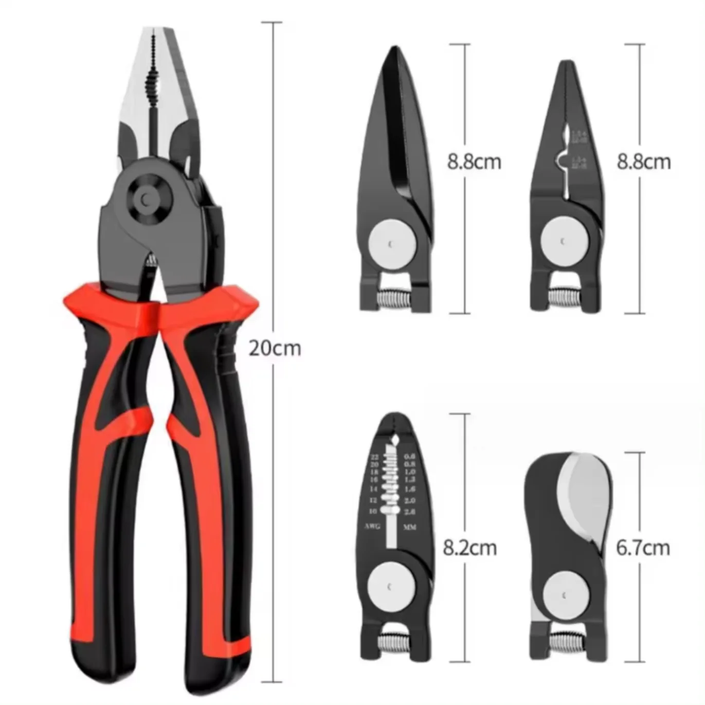 5 In 1 Interchangeable Multi-Tool Head Pliers multifunctional Outdoor Wire Cutter  Combination Pliers Plastic Hand Tools