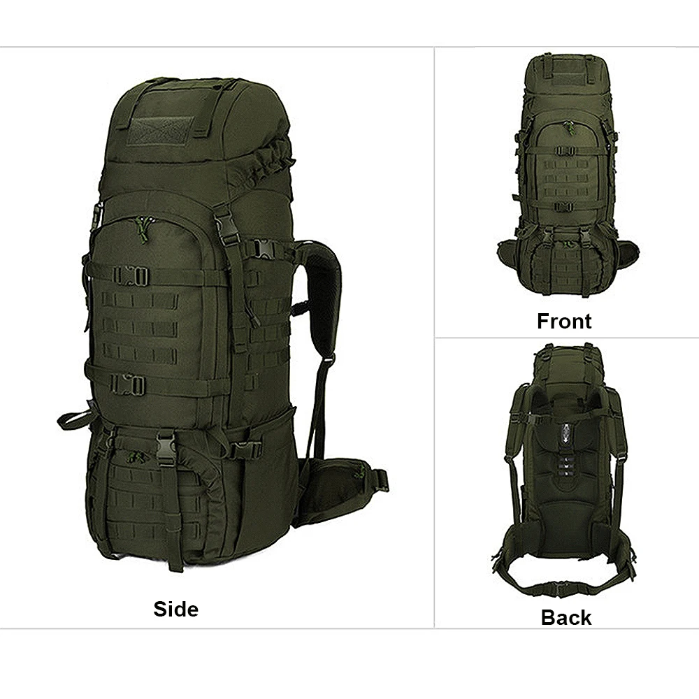 Large capacity outdoor tactical backpack MOLLE Backpack 56-75L male and female travel waterproof rain cover polyester backpack