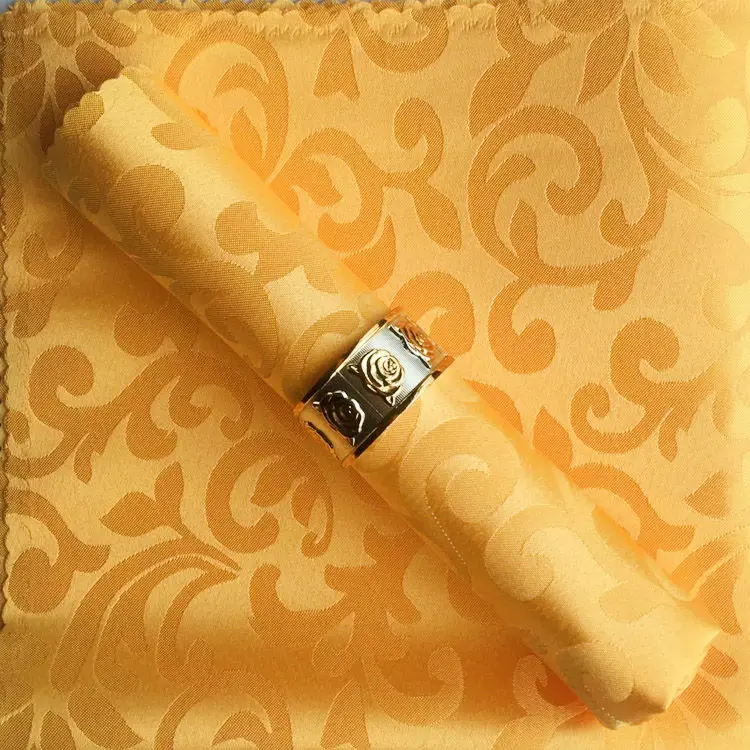 European Simple and Modern Pure Color Jacquard Western Restaurant Mouth Cup Cloth Folding Flower Table Square Napkins