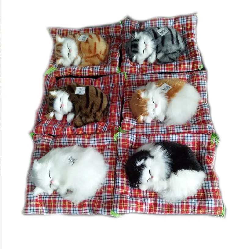 Оптовая продажа милый симулятор спящего кота игрушки скрипучий котенок кукла плюшевый Кот автомобиль орнамент игрушка