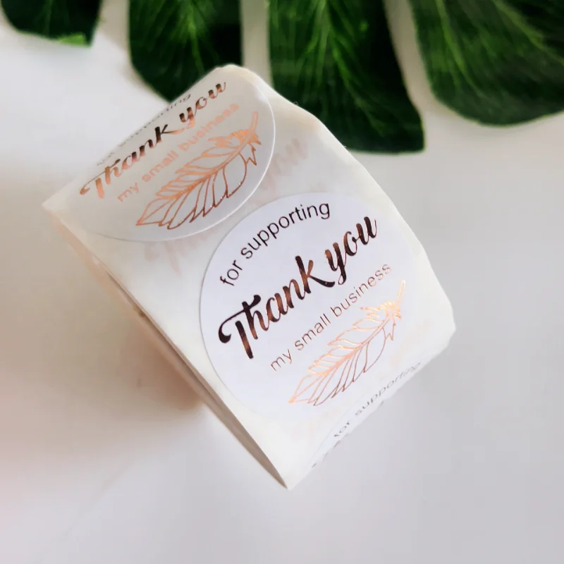 LOPAL Low price china manufacturers customized label thank you sticker label with gold foil hologram glossy finish waterproof