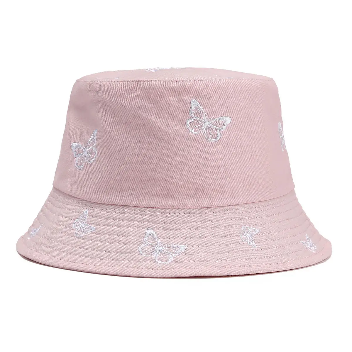 Custom Print Butterfly Embroidery Fisherman Hat Premium Cotton Wide Brim Bucket Hats With Custom Logo Hijab