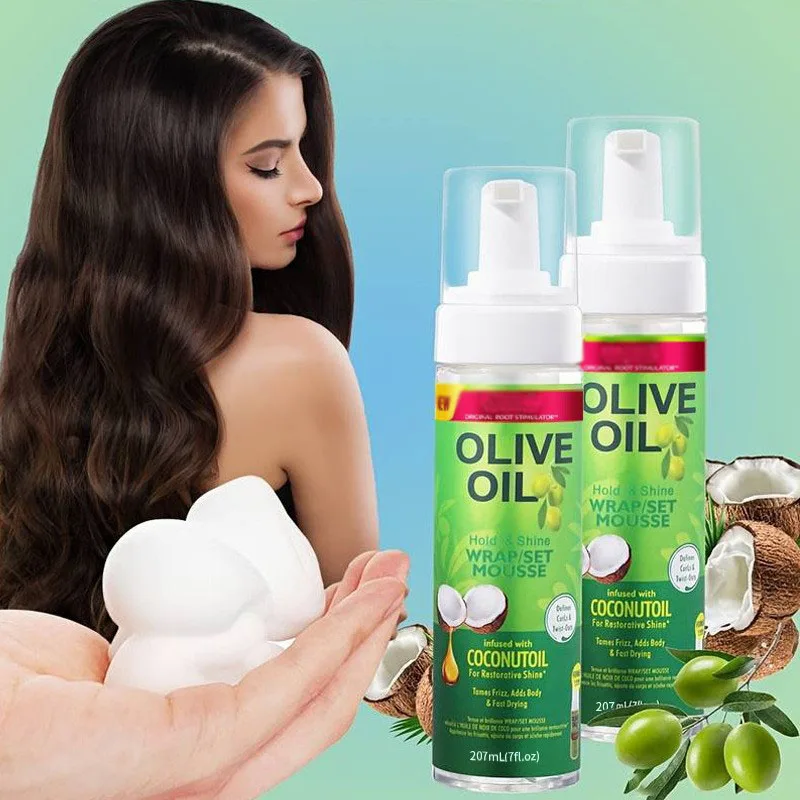 Olive Oil Mousse Hold Hair Anti Sheen Protection Curly Feature Anti Frizz Hair Mousse Styling Foam Mousse