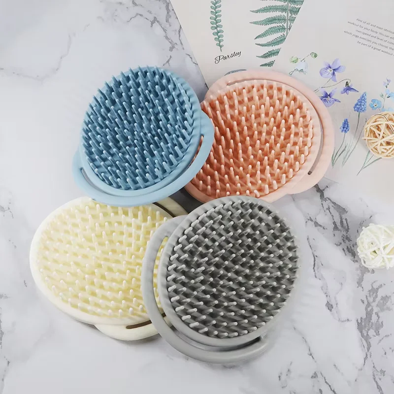 Custom Logo Hair Shampoo Massage Care Brush with Soft Silicone Scalp Hair Brush Baby Silicon Scalp Massage Brush