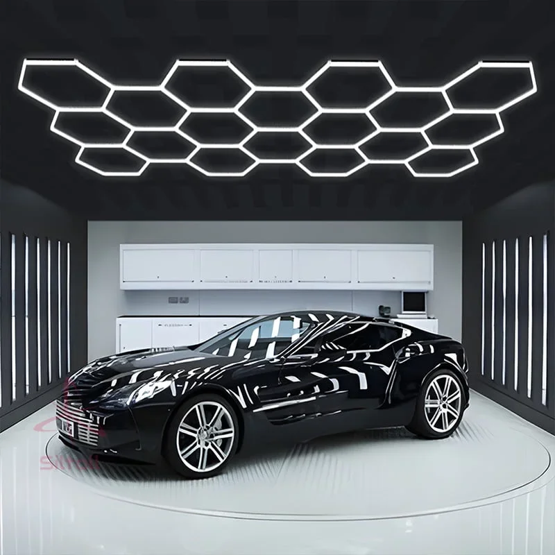 HanYin Aluminum Car Detailing garage lights Dimmable Ceiling Lights hexagonal led ceiling etl