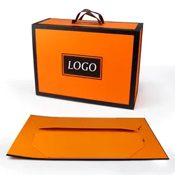 Oem Luxury Custom Logo Clothes Clothing Shirt Shoes Box Packaging Printed Folding Gift Magnetic For Orange Boxes With Lid