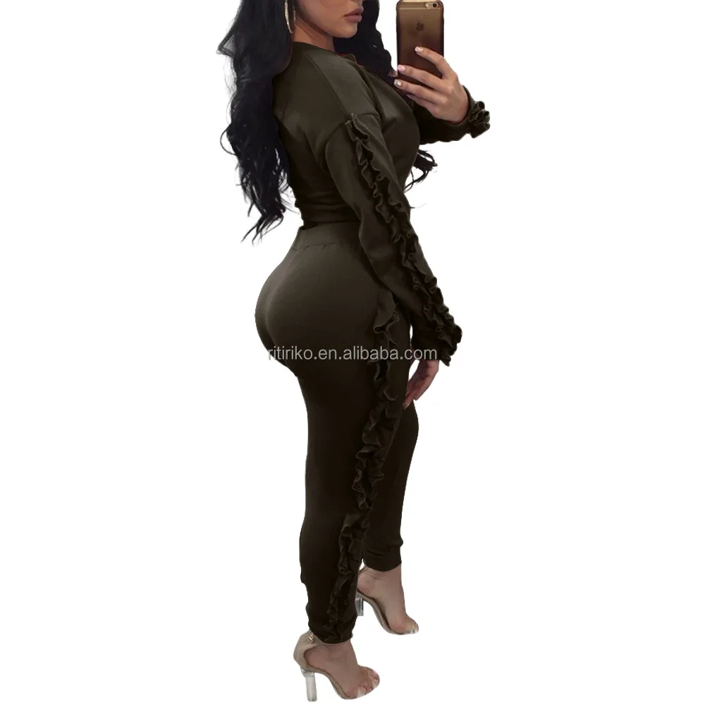 Модный новейший дизайн на заказ, Осень-зима, комплект из 2 предметов, укороченный Топ с длинным рукавом и толстовка, женский спортивный костюм