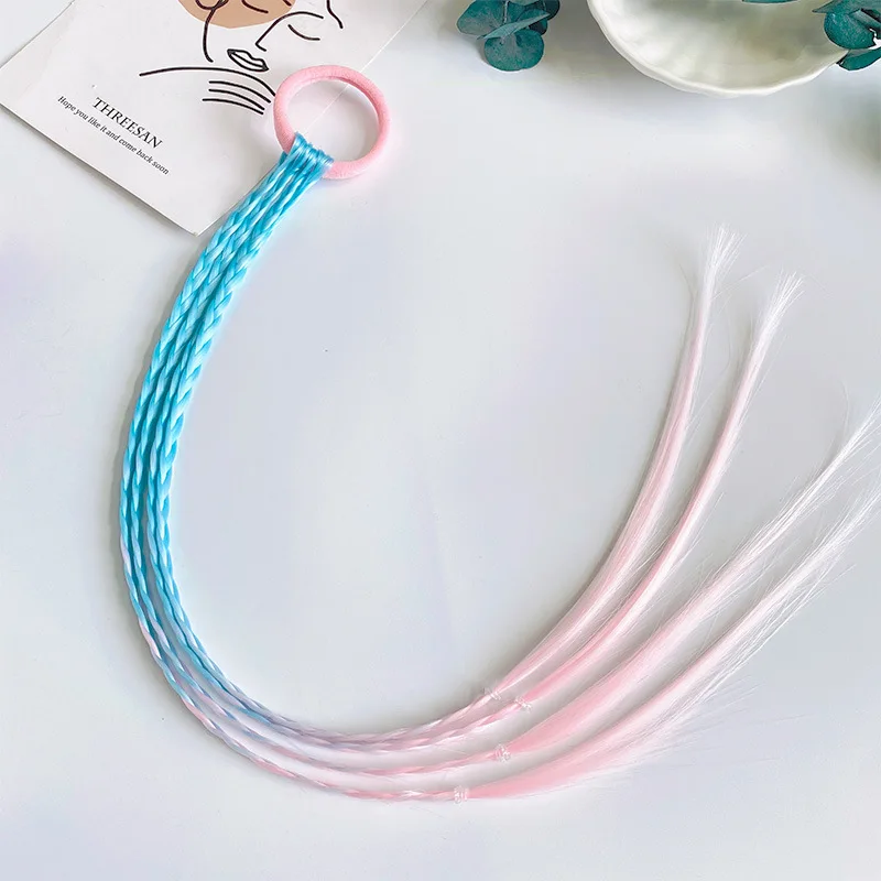 Cute Kid Ponytail Holder Ombre Color Hair Tie Girls Sweet Hair Extension Children Wig Braid Tie Children Braid