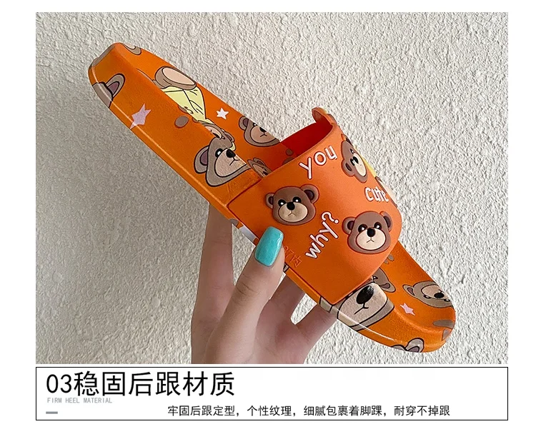 New indoor slippers for women PVC slip on anti-skin adies shower slippers cartoon girls slides shoes casual women sandals