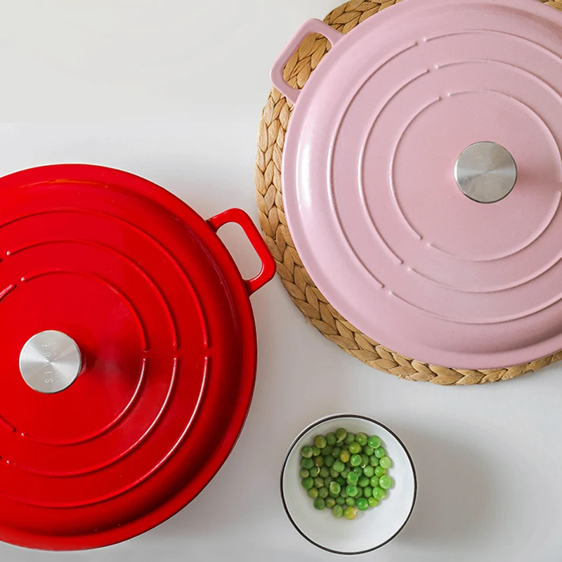 Health and environmental Wholesale Cast Iron Enamel Casserole non-stick Cookware sets Pot for seafood Multifunction Cooking Pots