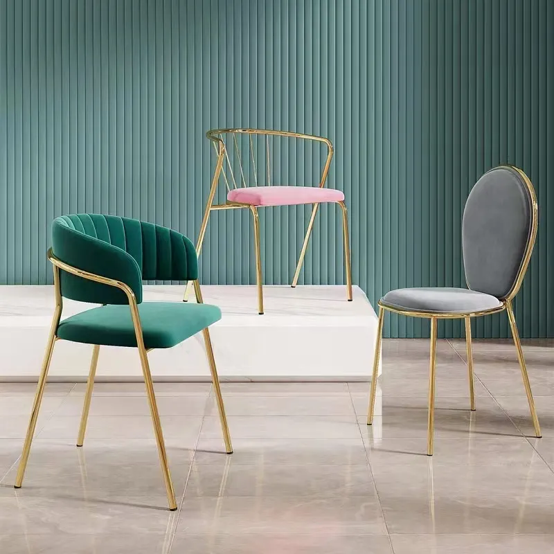 World Popular Modern Hotel Dining Furniture Green Velvet Dining Chair With Gold Legs