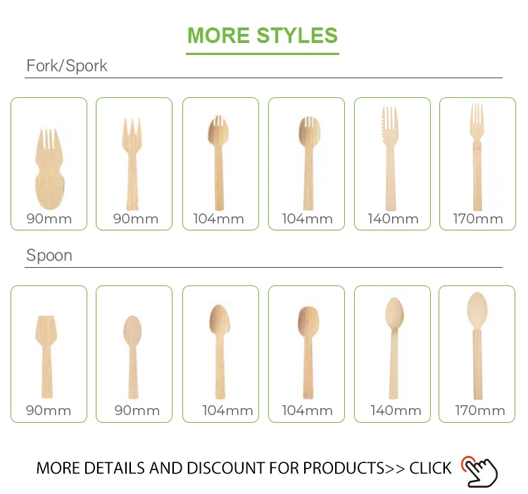 Eco-friendly Degradable Compostable Heavyweight Disposable Bamboo Tableware Knife Fork Spoon for Sale
