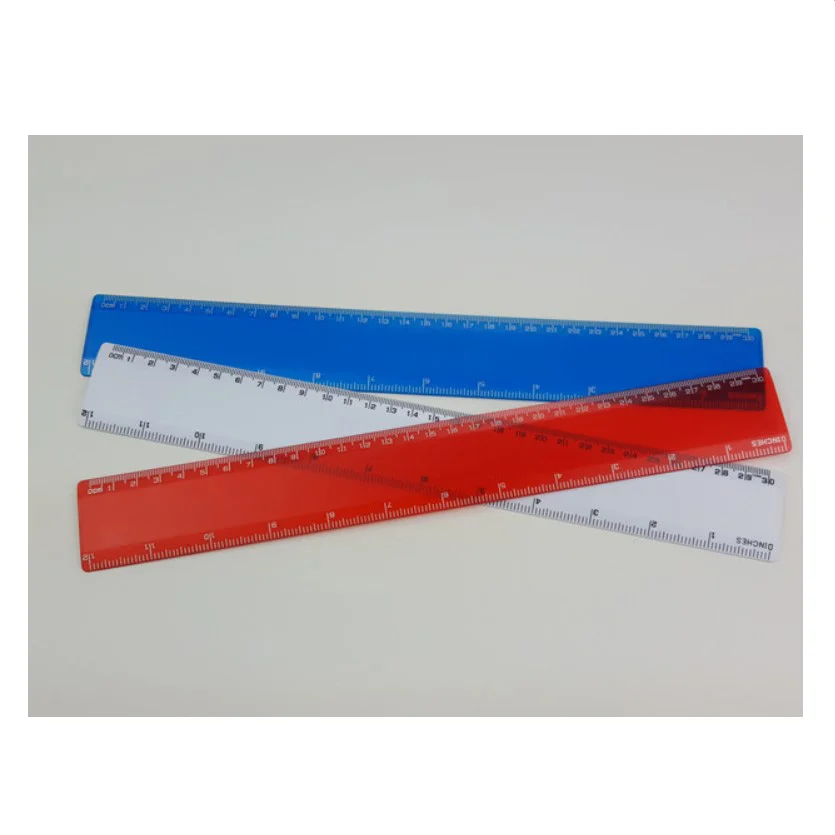 Custom Promotional Wholesale 30cm Plastic Advertising Ruler with Metric and Inch