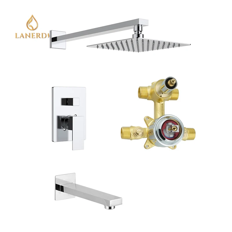 Chrome Concealed Shower Mixer Faucet Bathroom Fixtures