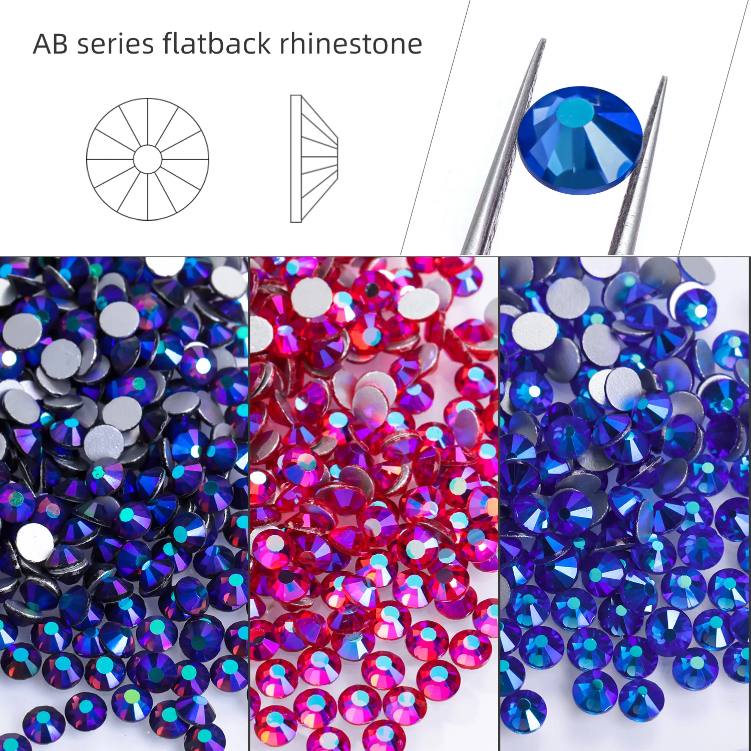 Xichuan AB series 13 colors SS16 SS20 flat back glitter round loose stones press on nail drill art supplies crystal rhinestones