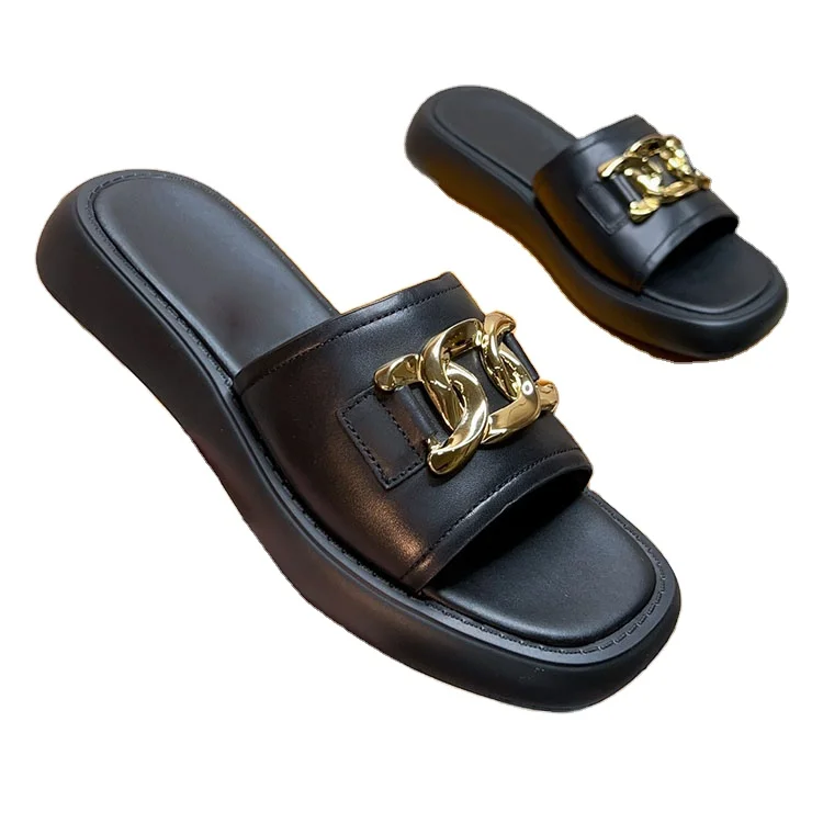 fashion summer beach sandals outdoor flat shoes sole slippers thick bottom cork slipper for men