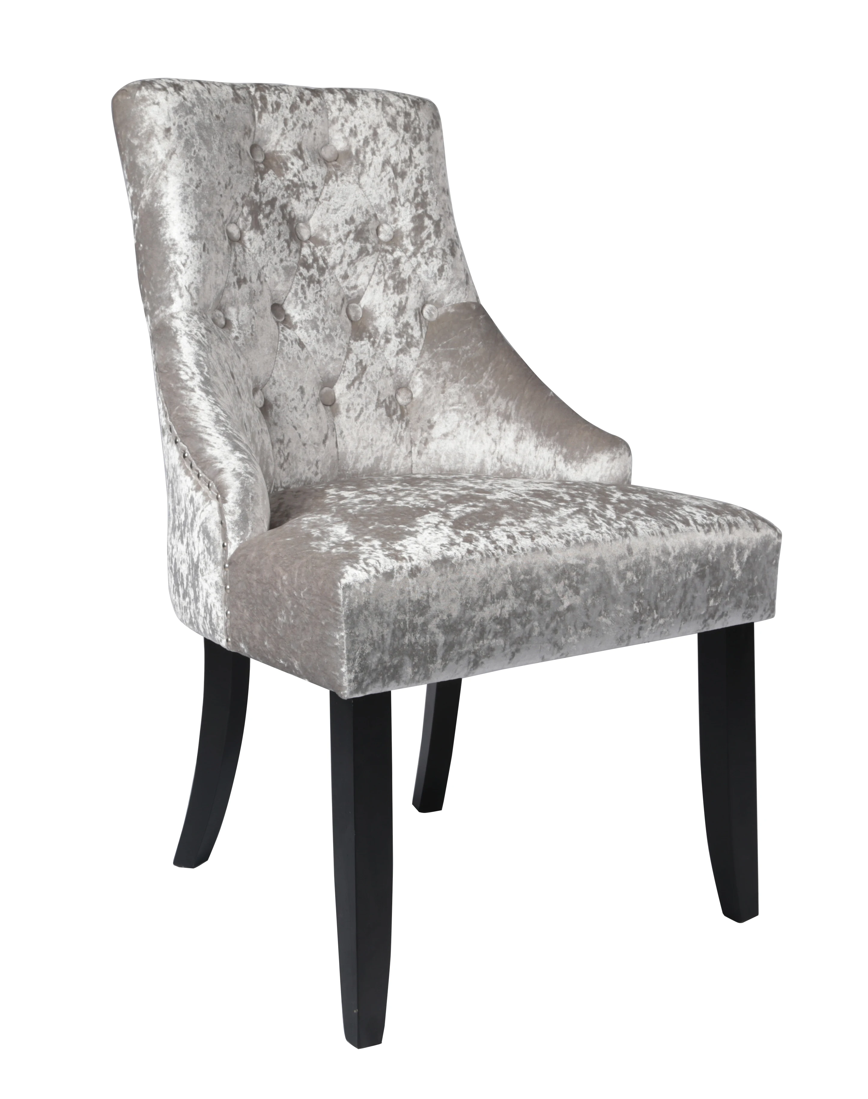 Hotel Home wooden Furniture Upholstered Ice  Velvet Dining Room Chair with Round Knocker