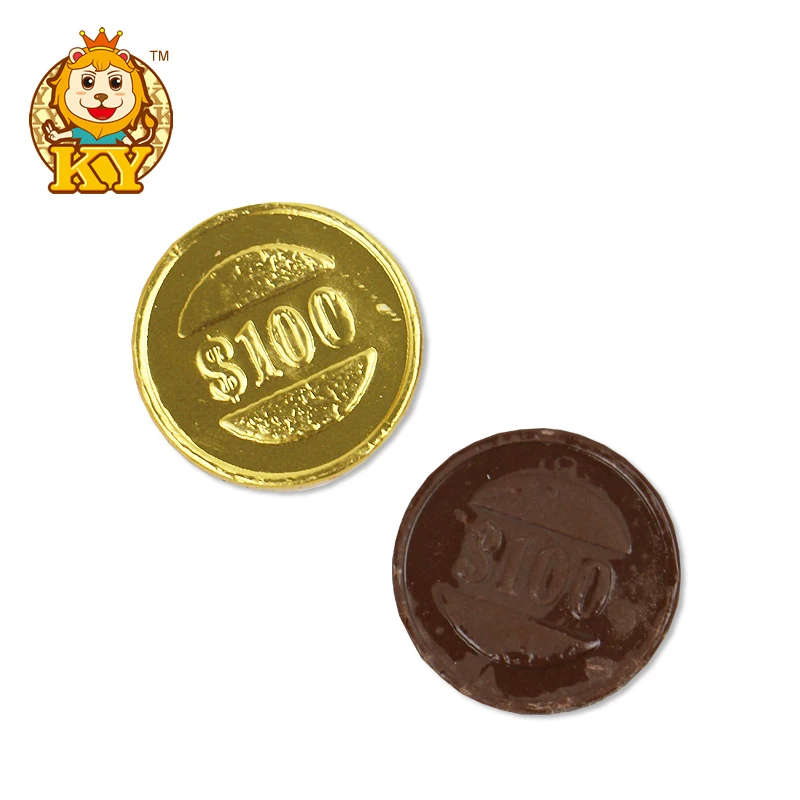 Manufacturer wholesale chinese custom chocolate gold foiled coins top seller chocolate coin  candy sweets  for kids