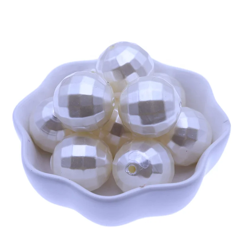 Factory Supplier Red Color Disco Bubblegum Ball Charms Faceted Earth Round New Plastic Pearl Beads For Decorative