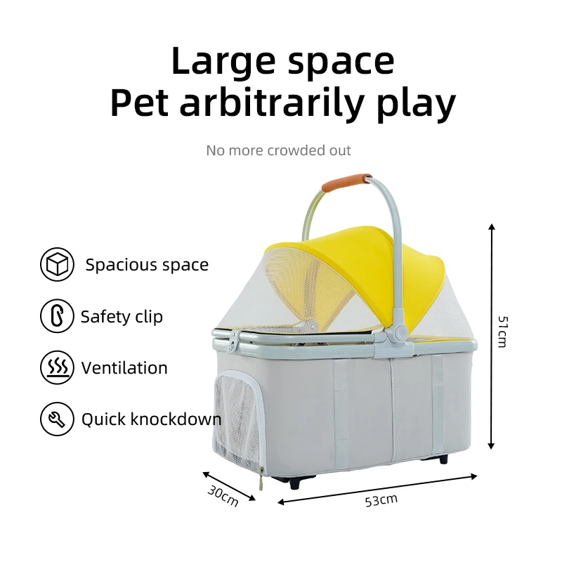 Factory Price 2 in 1 Portable Dogs Cart Comfortable Pet Cat Dog Stroller with Advanced Shock Absorbers