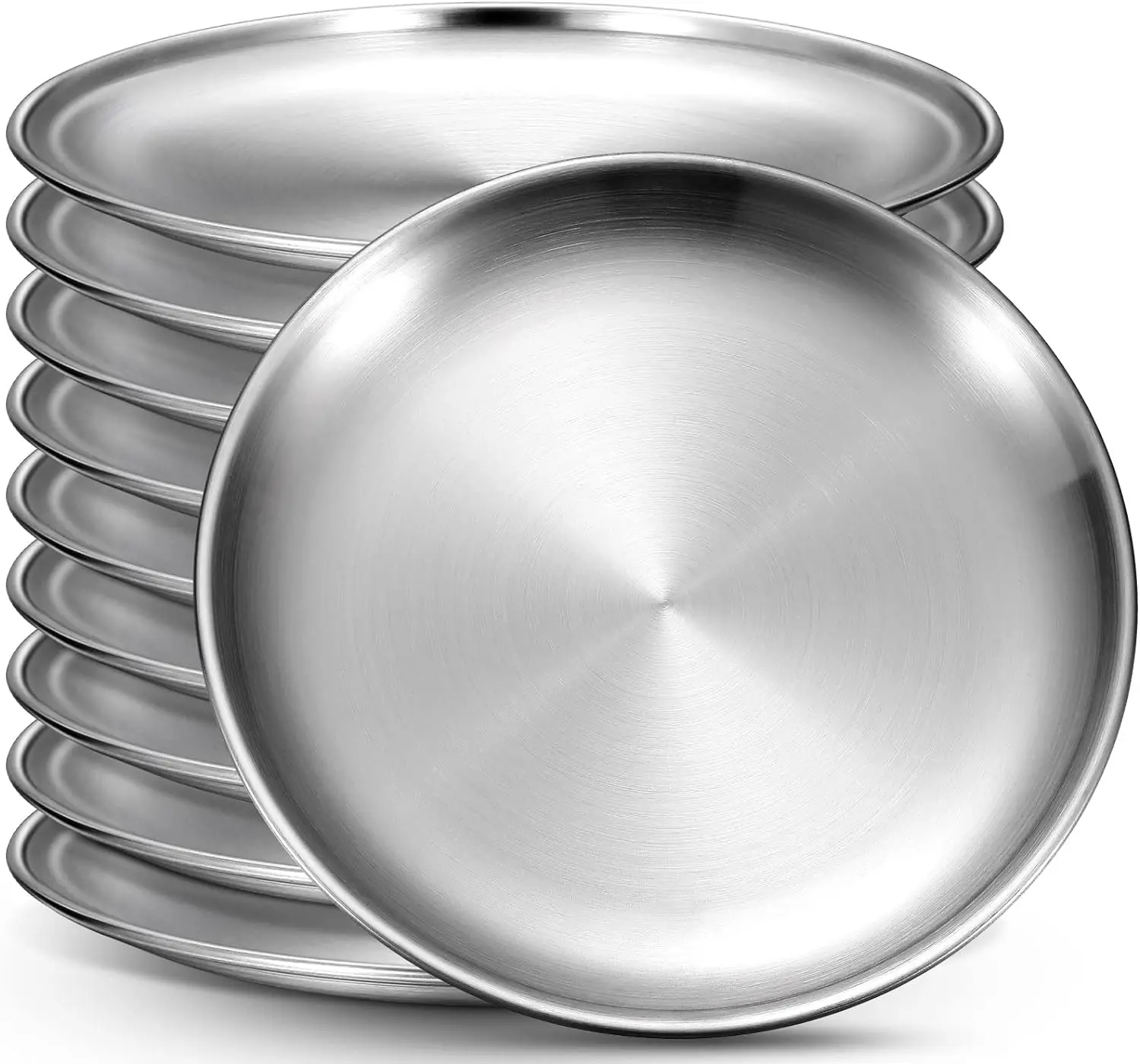 Restaurant Gold Serving Tray Round Stainless Steel 1810 Dinner Plates Cake Snack Dish Silver Storage Plate For Wedding Party