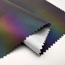Best Sell Glitter Rainbow Fashion Fluorescent Retro Reflective Jacket Silver Fabric High Light Reflective jacket fabric