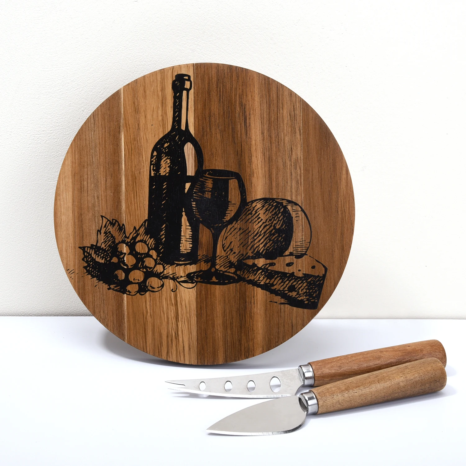 Gift Box Acacia Wood Bamboo Cheese Board and Knife set Charcuterie Platter Serving Wood Cheese Board