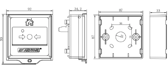 Asenware manual call point pull station break glass for fire alarm project